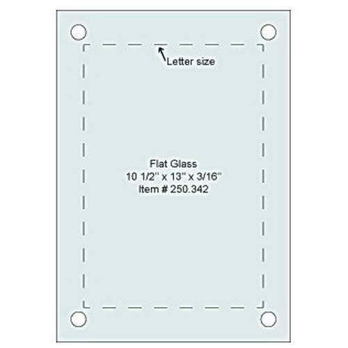 Flat Tempered Glass 10 1/2'' x 13'', 4 pre-drilled 3/8 holes