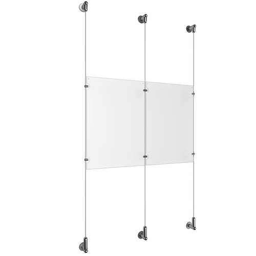 (2) 11'' Width x 17'' Height Clear Acrylic Frame & (3) Wall-to-Wall Aluminum Clear Anodized Cable Systems with (4) Single-Sided Panel Grippers (2) Double-Sided Panel Grippers