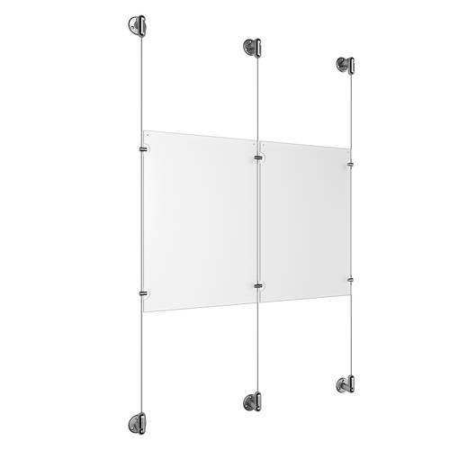 (2) 11'' Width x 17'' Height Clear Acrylic Frame & (3) Aluminum Clear Anodized Adjustable Angle Cable Systems with (4) Single-Sided Panel Grippers (2) Double-Sided Panel Grippers