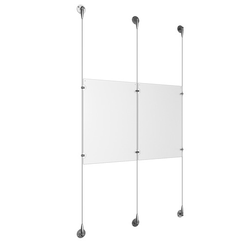 (2) 11'' Width x 17'' Height Clear Acrylic Frame & (3) Aluminum Chrome Polished Adjustable Angle Signature Cable Systems with (4) Single-Sided Panel Grippers (2) Double-Sided Panel Grippers