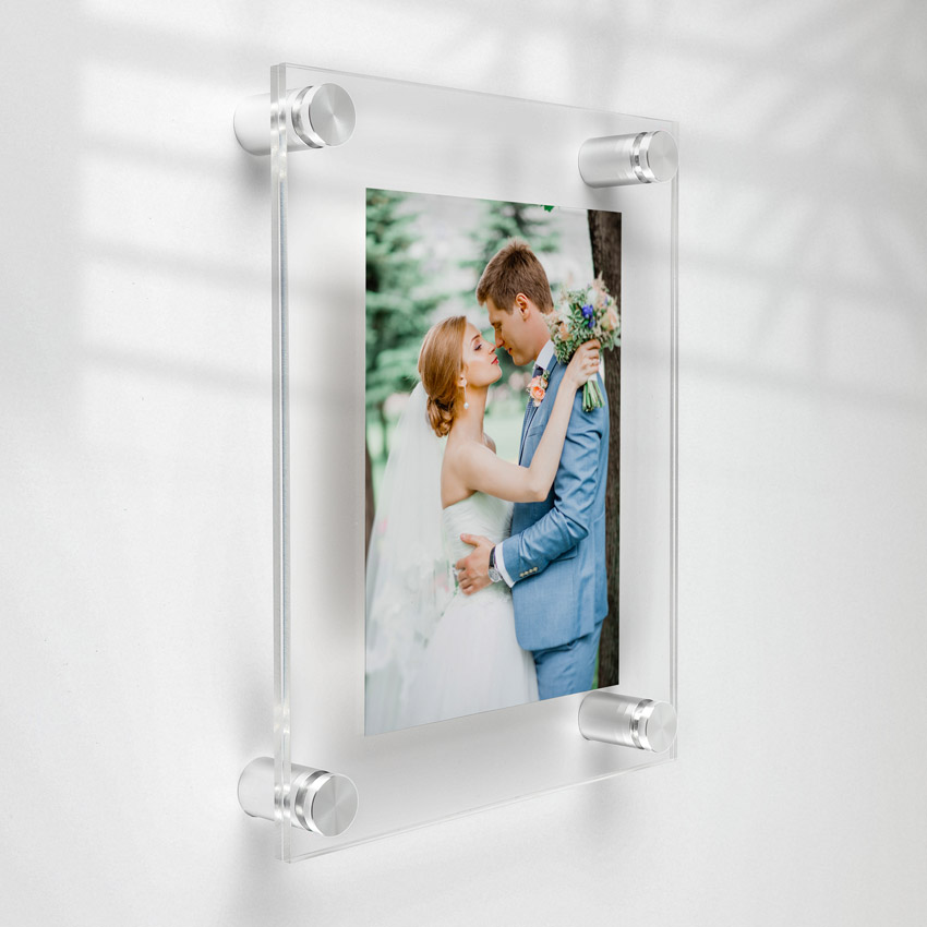 (2) 13-1/2'' x 19-1/2' Clear Acrylics , Pre-Drilled With Polished Edges (Thick 3/16'' each), Wall Frame with (4) 5/8'' x 3/4'' Silver Anodized Aluminum Standoffs includes Screws and Anchors