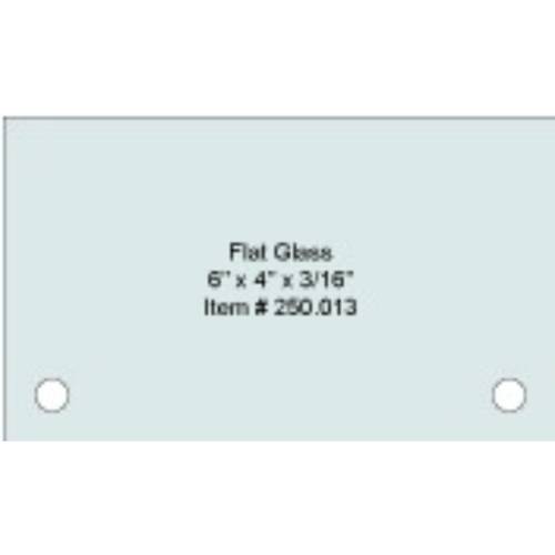 Flat Tempered Glass 6'' x 4'' x 5/32'', 2 pre-drilled 3/8 holes
