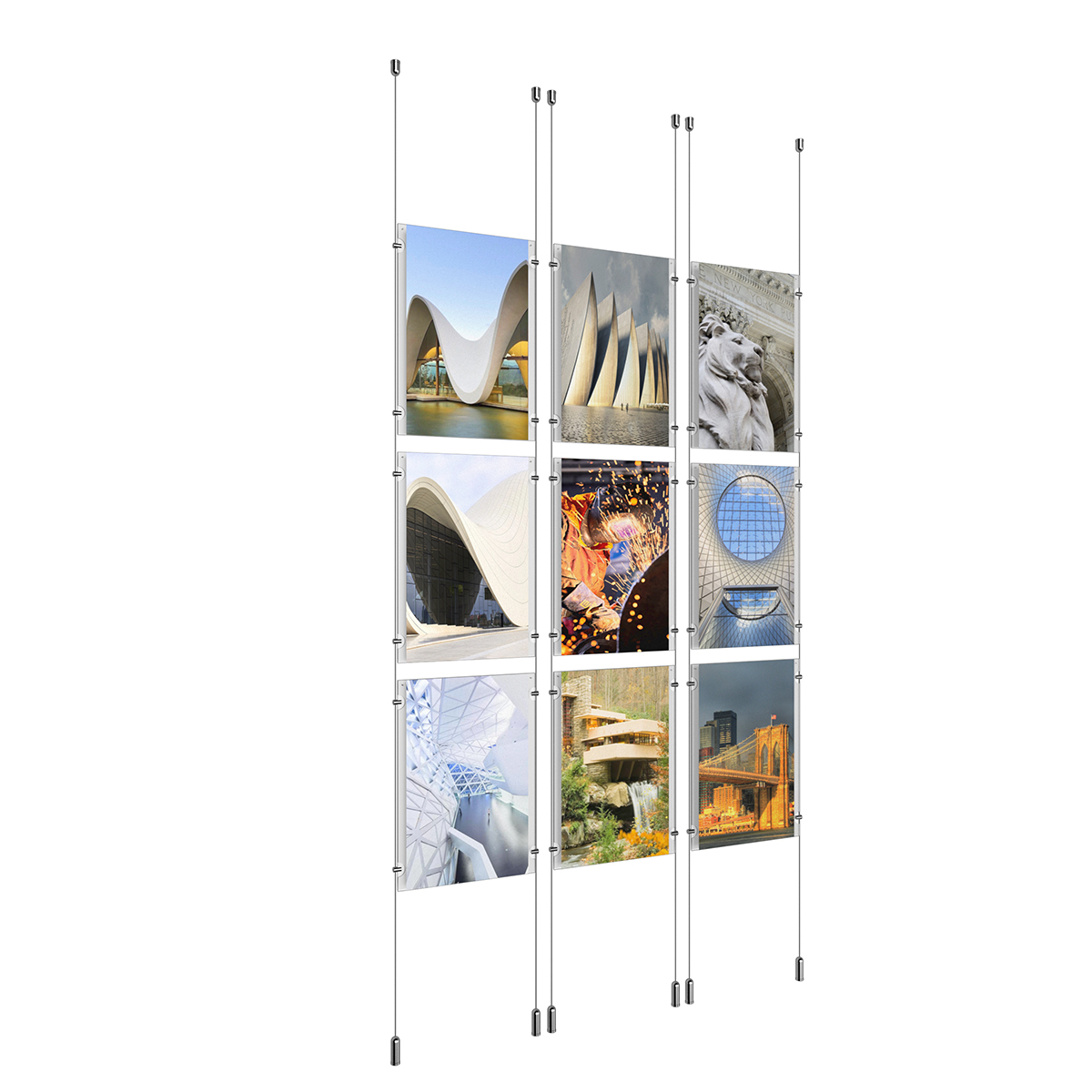 Rail/Track Wall Mounted Cable Display System for Posters, Donor
