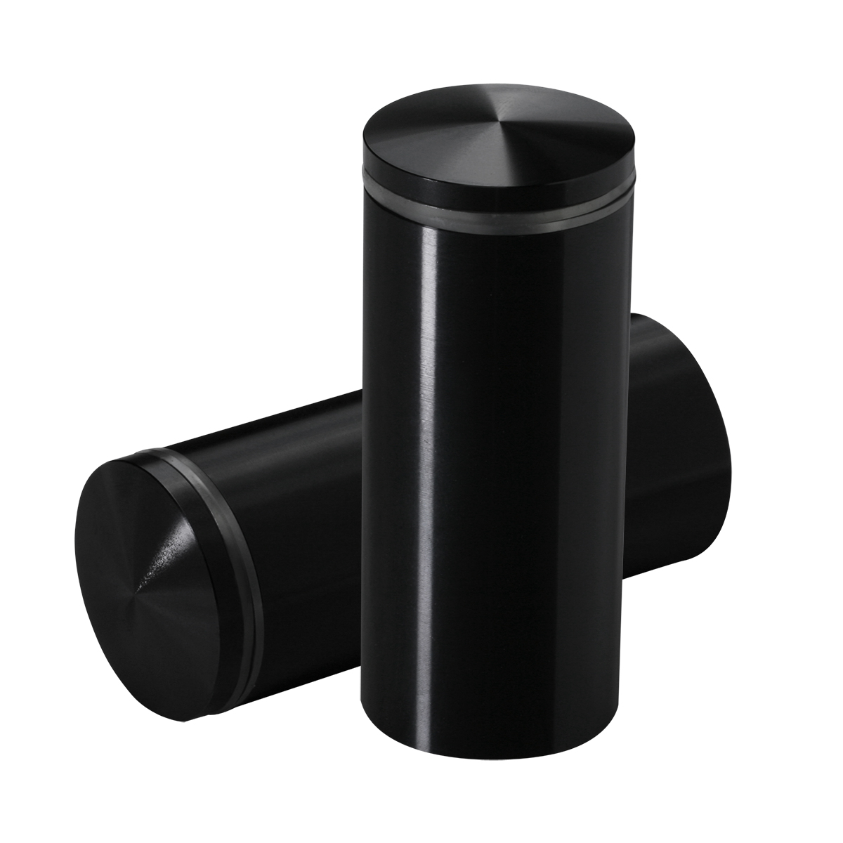1-1/4'' Diameter X 2-1/2'' Barrel Length, Aluminum Rounded Head Standoffs, Black Anodized Finish Easy Fasten Standoff (For Inside / Outside use) [Required Material Hole Size: 7/16'']