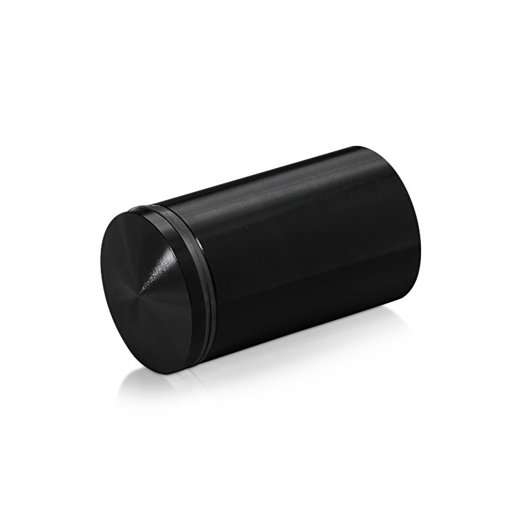 1-1/4'' Diameter X 2-1/2'' Barrel Length, Aluminum Rounded Head Standoffs, Black Anodized Finish Easy Fasten Standoff (For Inside / Outside use) [Required Material Hole Size: 7/16'']