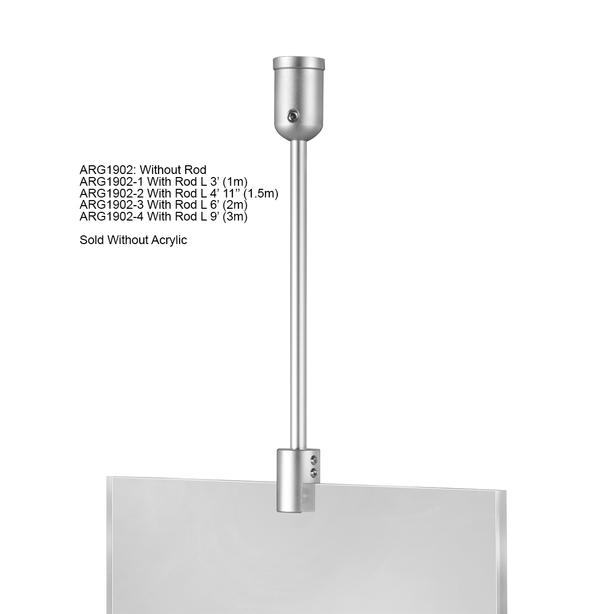 Ceiling Suspended Kit for 1/4'' Diameter Rod - Clear Anodized Aluminum Finish (Sold without Rod)