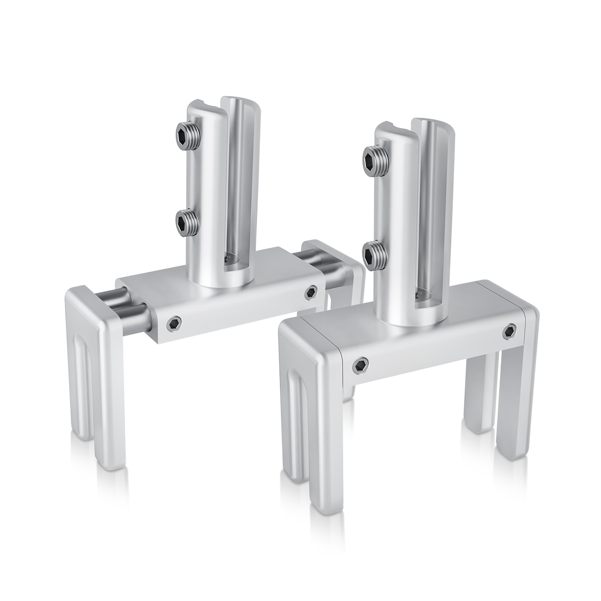 Set of 2, Adjustable Clamp, Aluminum Clear Anodized Finish, to Accommodate 1-3/4'' to 2-3/8'' Cubicle partition. Upt to 1/4'' material accepted on the fork (Included 4x 1'' and 4x 2'' bolt sur adjust clamp)