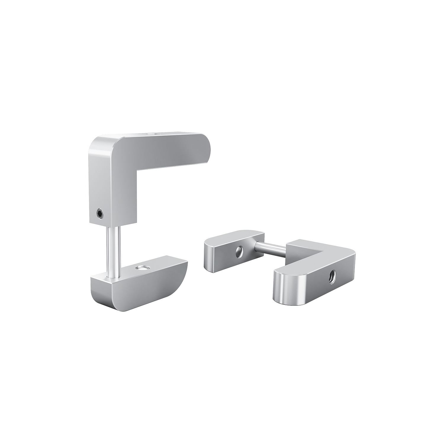 Set of 2, Adjustable Clamp, Aluminum Clear Anodized Finish, to Accommodate 3/4'' to 1-1/2'' Counters. M6 Thread on the top