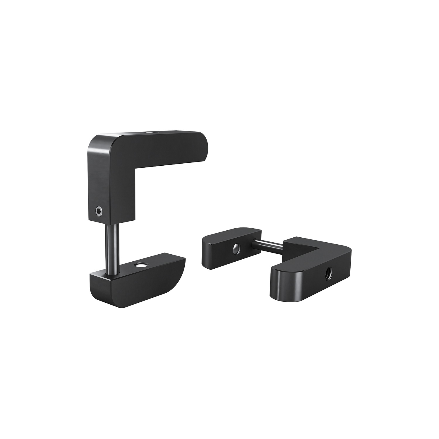 Set of 2, Adjustable Clamp, Aluminum Matte Black Anodized Finish, to Accommodate 3/4'' to 1-1/2'' Counters. M6 Thread on the top