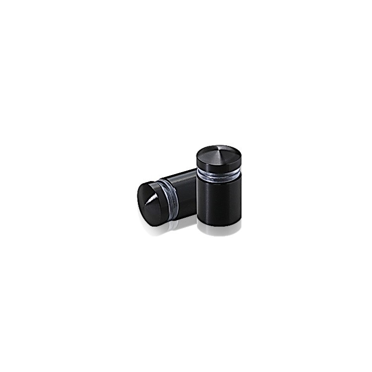 1/2'' Diameter X 1/2'' Barrel Length, Aluminum Rounded Head Standoffs, Black Anodized Finish Easy Fasten Standoff (For Inside / Outside use) [Required Material Hole Size: 3/8'']