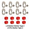 Button Fix Type 1 Metal Fix Bracket Fixing with Stainless Steel Retaining Spring for Fire Retardant Panels, Marine Interiors, Vibration & Shock Tested + Marker Tools x8 + 8 Marker Tool's