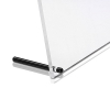 12 1/2'' x 10'' Clear Acrylic Frame Kit with 3'' Black Anodized Aluminum Cylinder Desktop Standoffs