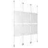 (6) 11'' Width x 17'' Height Clear Acrylic Frame & (6) Ceiling-to-Floor Aluminum Clear Anodized Cable Systems with (24) Single-Sided Panel Grippers
