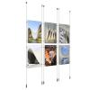 (6) 11'' Width x 17'' Height Clear Acrylic Frame & (6) Ceiling-to-Floor Aluminum Clear Anodized Cable Systems with (24) Single-Sided Panel Grippers