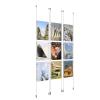 (9) 11'' Width x 17'' Height Clear Acrylic Frame & (6) Ceiling-to-Floor Aluminum Clear Anodized Cable Systems with (36) Single-Sided Panel Grippers