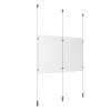 (2) 11'' Width x 17'' Height Clear Acrylic Frame & (3) Ceiling-to-Floor Aluminum Clear Anodized Cable Systems with (4) Single-Sided Panel Grippers (2) Double-Sided Panel Grippers
