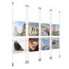(8) 8-1/2'' Width x 11'' Height Clear Acrylic Frame & (8) Ceiling-to-Floor Aluminum Clear Anodized Cable Systems with (32) Single-Sided Panel Grippers