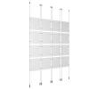 (16) 8-1/2'' Width x 11'' Height Clear Acrylic Frame & (8) Ceiling-to-Floor Aluminum Clear Anodized Cable Systems with (64) Single-Sided Panel Grippers