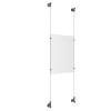 (1) 11'' Width x 17'' Height Clear Acrylic Frame & (2) Wall-to-Wall Aluminum Clear Anodized Cable Systems with (4) Single-Sided Panel Grippers