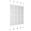 (16) 11'' Width x 17'' Height Clear Acrylic Frame & (8) Wall-to-Wall Aluminum Clear Anodized Cable Systems with (64) Single-Sided Panel Grippers