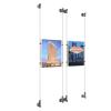 (2) 8-1/2'' Width x 11'' Height Clear Acrylic Frame & (4) Wall-to-Wall Aluminum Clear Anodized Cable Systems with (8) Single-Sided Panel Grippers