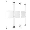 (3) 8-1/2'' Width x 11'' Height Clear Acrylic Frame & (6) Wall-to-Wall Aluminum Clear Anodized Cable Systems with (12) Single-Sided Panel Grippers