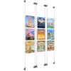 (9) 8-1/2'' Width x 11'' Height Clear Acrylic Frame & (6) Wall-to-Wall Aluminum Clear Anodized Cable Systems with (36) Single-Sided Panel Grippers