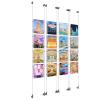 (16) 8-1/2'' Width x 11'' Height Clear Acrylic Frame & (8) Wall-to-Wall Aluminum Clear Anodized Cable Systems with (64) Single-Sided Panel Grippers