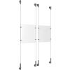 (2) 8-1/2'' Width x 11'' Height Clear Acrylic Frame & (4) Wall-to-Wall Stainless Steel Satin Brushed Cable Systems with (8) Single-Sided Panel Grippers