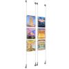 (6) 8-1/2'' Width x 11'' Height Clear Acrylic Frame & (4) Wall-to-Wall Stainless Steel Satin Brushed Cable Systems with (24) Single-Sided Panel Grippers