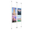 (4) 11'' Width x 17'' Height Clear Acrylic Frame & (4) Aluminum Clear Anodized Adjustable Angle Signature Cable Systems with (16) Single-Sided Panel Grippers