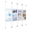 (12) 11'' Width x 8-1/2'' Height Clear Acrylic Frame & (8) Aluminum Clear Anodized Adjustable Angle Signature Cable Systems with (48) Single-Sided Panel Grippers
