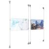 (2) 17'' Width x 11'' Height Clear Acrylic Frame & (4) Aluminum Clear Anodized Adjustable Angle Signature Cable Systems with (8) Single-Sided Panel Grippers