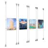 (4) 8-1/2'' Width x 11'' Height Clear Acrylic Frame & (8) Aluminum Clear Anodized Adjustable Angle Signature Cable Systems with (16) Single-Sided Panel Grippers