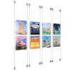 (8) 8-1/2'' Width x 11'' Height Clear Acrylic Frame & (8) Aluminum Clear Anodized Adjustable Angle Signature Cable Systems with (32) Single-Sided Panel Grippers