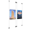 (2) 11'' Width x 17'' Height Clear Acrylic Frame & (4) Aluminum Chrome Polished Adjustable Angle Signature Cable Systems with (8) Single-Sided Panel Grippers