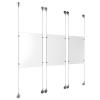 (3) 11'' Width x 17'' Height Clear Acrylic Frame & (6) Aluminum Chrome Polished Adjustable Angle Signature Cable Systems with (12) Single-Sided Panel Grippers