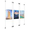 (3) 11'' Width x 17'' Height Clear Acrylic Frame & (6) Aluminum Chrome Polished Adjustable Angle Signature Cable Systems with (12) Single-Sided Panel Grippers