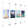 (4) 11'' Width x 17'' Height Clear Acrylic Frame & (8) Aluminum Chrome Polished Adjustable Angle Signature Cable Systems with (16) Single-Sided Panel Grippers