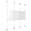 (3) 11'' Width x 17'' Height Clear Acrylic Frame & (4) Aluminum Chrome Polished Adjustable Angle Signature Cable Systems with (4) Single-Sided Panel Grippers (4) Double-Sided Panel Grippers
