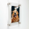 (2) 13-1/2'' x 19-1/2'' Clear Acrylics , Pre-Drilled With Polished Edges (Thick 3/16'' each), Wall Frame with (4) 5/8'' x 3/4'' Brushed Stainless Steel Standoffs includes Screws and Anchors